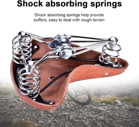 Bike Seat, PU Leather Vintage Classic Bike Saddle Shock Absorbing Sitting Cycling Saddle Cushion Seat for Mountain Bike Road, 10.2 x 8.5 x 3.9 in in Saudi Arabia