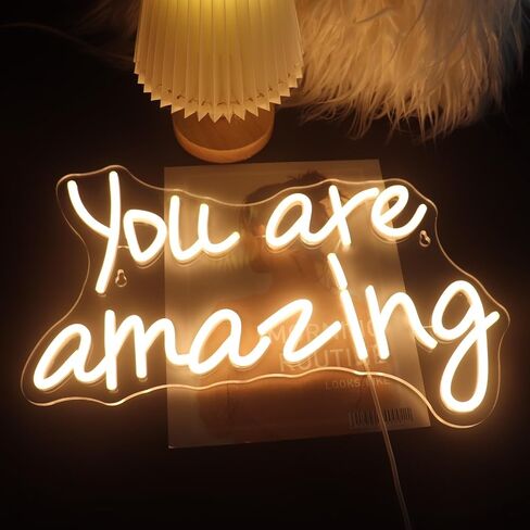 QiaoFei Led You Are So Amazing Neon Sign Word/Letters USB Powered with Dimmer Switch Neon Lights for Room Home Bar Art Wall Decor Party Window Living Room Decor Wall Hanging Decoration (Warm white) in Saudi Arabia