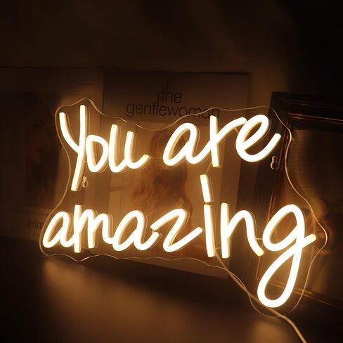 QiaoFei Led You Are So Amazing Neon Sign Word/Letters USB Powered with Dimmer Switch Neon Lights for Room Home Bar Art Wall Decor Party Window Living Room Decor Wall Hanging Decoration (Warm white) in Saudi Arabia