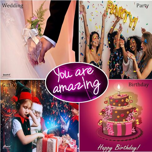 QiaoFei Led You Are So Amazing Neon Sign Word/Letters USB Powered with Dimmer Switch Neon Lights for Room Home Bar Art Wall Decor Party Window Living Room Decor Wall Hanging Decoration (Warm white) in Saudi Arabia