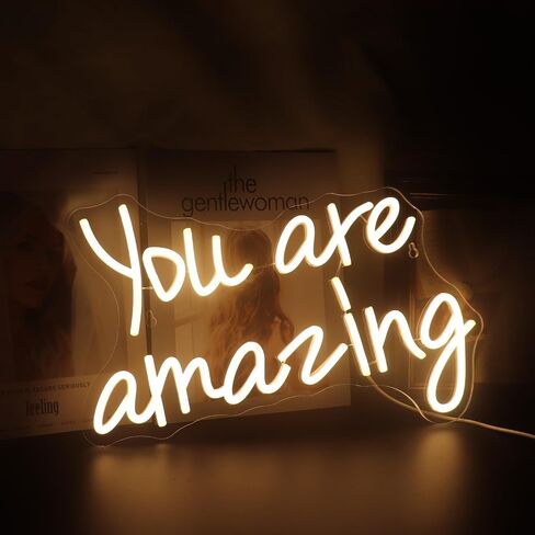 QiaoFei Led You Are So Amazing Neon Sign Word/Letters USB Powered with Dimmer Switch Neon Lights for Room Home Bar Art Wall Decor Party Window Living Room Decor Wall Hanging Decoration (Warm white) in Saudi Arabia