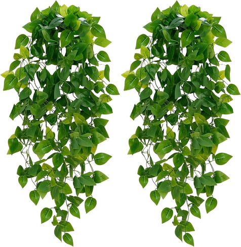 Artificial Hanging Plants, 2pcs Fake Hanging Plants, 3.7ft Fake Ivy Vine DIY Detachable Artificial Ivy Leaves for Wedding Wall House Room Patio Indoor Outdoor Home Shelf Office Decor(No Baskets) in Saudi Arabia