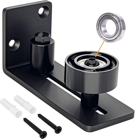 Black Flush Bottom Design Floor Guide for Sliding Barn Door, Non Scratch Wall Mount System with Ball Bearing Wheels in Saudi Arabia