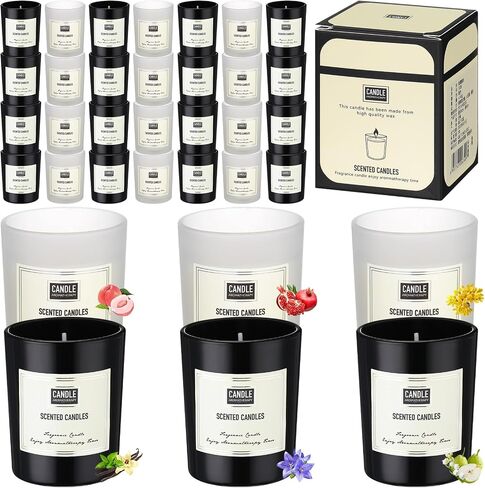 60 Pcs Scented Candles Bulk Home Aromatherapy Candle Gift Set for Women Soy Wax Candles Long Lasting Inspirational Candles for Teacher Birthday Anniversary (Sweet,Black, White) in Saudi Arabia
