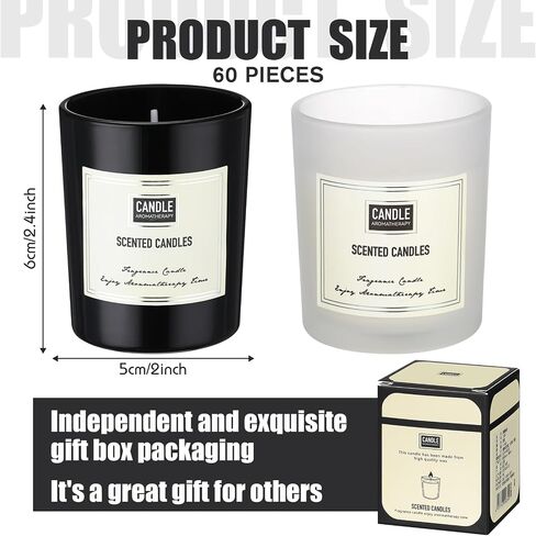 60 Pcs Scented Candles Bulk Home Aromatherapy Candle Gift Set for Women Soy Wax Candles Long Lasting Inspirational Candles for Teacher Birthday Anniversary (Sweet,Black, White) in Saudi Arabia