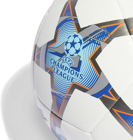 كرة قدم ADIDAS IA0952 UCL TRN الترفيهية للبالغين من الجنسين، الجزء العلوي: أبيض/فضي./سماوي ساطع/أرجواني صادم، الجزء السفلي: حديد MET./برتقالي شمسي، مقاس 5 in Saudi Arabia