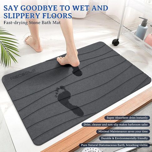 Stone Bath Mat,Diatomaceous Earth Bath Mat,Non-Slip Super Fast Stone Bath Mats for Bathroom Water Absorbent Quick Stone Dish Drying Mat,Stone Mat Bathroom Rugs,Pets Mat Easy to Clean in Saudi Arabia