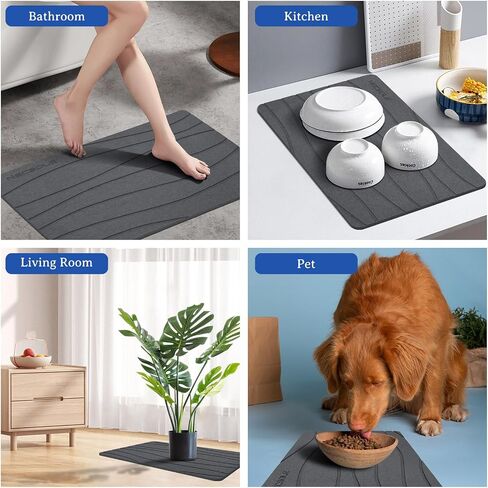 Stone Bath Mat,Diatomaceous Earth Bath Mat,Non-Slip Super Fast Stone Bath Mats for Bathroom Water Absorbent Quick Stone Dish Drying Mat,Stone Mat Bathroom Rugs,Pets Mat Easy to Clean in Saudi Arabia