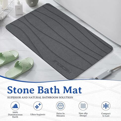 Stone Bath Mat,Diatomaceous Earth Bath Mat,Non-Slip Super Fast Stone Bath Mats for Bathroom Water Absorbent Quick Stone Dish Drying Mat,Stone Mat Bathroom Rugs,Pets Mat Easy to Clean in Saudi Arabia