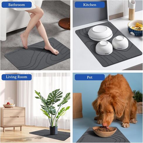Stone Bath Mat,Diatomaceous Earth Bath Mat,Non-Slip Super Fast Stone Bath Mats for Bathroom Water Absorbent Quick Stone Dish Drying Mat,Stone Mat Bathroom Rugs,Pets Mat Easy to Clean in Saudi Arabia