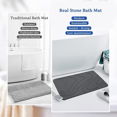 Stone Bath Mat,Diatomaceous Earth Bath Mat,Non-Slip Super Fast Stone Bath Mats for Bathroom Water Absorbent Quick Stone Dish Drying Mat,Stone Mat Bathroom Rugs,Pets Mat Easy to Clean in Saudi Arabia