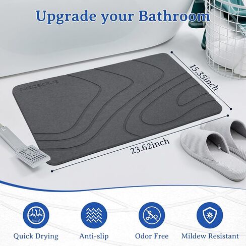 Stone Bath Mat,Diatomaceous Earth Bath Mat,Non-Slip Super Fast Stone Bath Mats for Bathroom Water Absorbent Quick Stone Dish Drying Mat,Stone Mat Bathroom Rugs,Pets Mat Easy to Clean in Saudi Arabia
