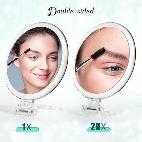 Hand Mirror, 1X/20X Magnifying Handheld Mirror, Portable Travel Folding Hand Held Mirror,Double Sided Makeup Mirror for Girl in Kuwait