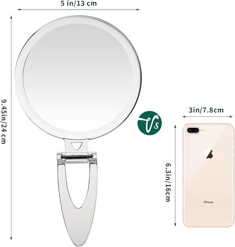 Hand Mirror, 1X/20X Magnifying Handheld Mirror, Portable Travel Folding Hand Held Mirror,Double Sided Makeup Mirror for Girl in Kuwait