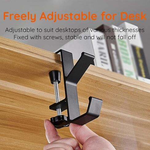 2PCS Purse Hook for Table Handbag Hanger for Desk, Portable Adjustable Universal Fit Desk Bag Holder Hook Clamp-On Backpack Hanger, Headphones Holder Heavy Duty Purse Hook Hanger, Under Desk Design in Saudi Arabia