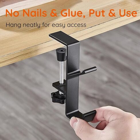2PCS Purse Hook for Table Handbag Hanger for Desk, Portable Adjustable Universal Fit Desk Bag Holder Hook Clamp-On Backpack Hanger, Headphones Holder Heavy Duty Purse Hook Hanger, Under Desk Design in Saudi Arabia