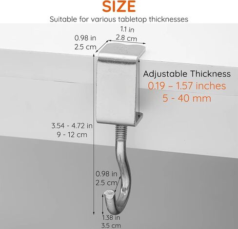 2PCS Purse Hook for Table Handbag Hanger for Desk, Portable Adjustable Universal Fit Desk Bag Holder Hook Clamp-On Backpack Hanger, Headphones Holder Heavy Duty Purse Hook Hanger, Under Desk Design in Saudi Arabia