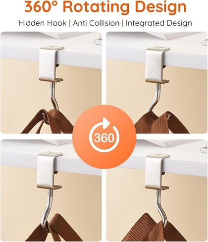 2PCS Purse Hook for Table Handbag Hanger for Desk, Portable Adjustable Universal Fit Desk Bag Holder Hook Clamp-On Backpack Hanger, Headphones Holder Heavy Duty Purse Hook Hanger, Under Desk Design in Saudi Arabia