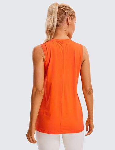 CRZ YOGA Pima Cotton Workout Tank Top for Women Loose Sleeveless Tops High Neck Yoga Tanks Athletic Gym Shirts in Saudi Arabia