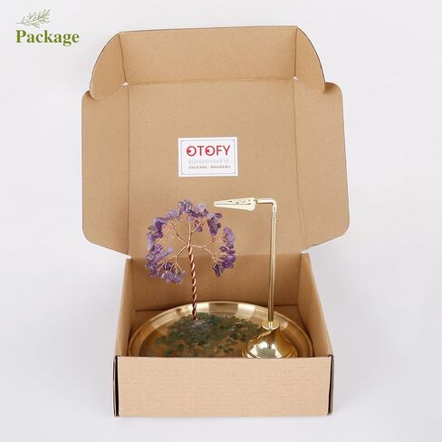 حامل بخور شجرة كريستال من OTOFY 8 شقرا للعصي، مبخرة بخور طائرة مضادة للرماد مع مبخرة شجرة المال الكريستالية العلاجية للتأمل واليوجا وديكور المنزل (شجرة أرجوانية) in Saudi Arabia