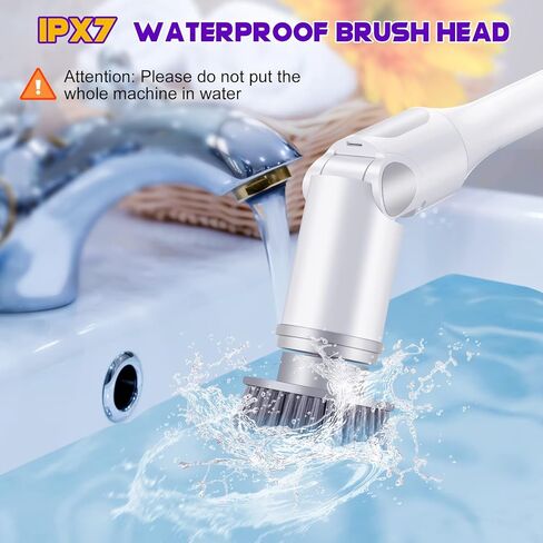 جهاز تنظيف دوار كهربائي جديد، جهاز تنظيف دوار لاسلكي قابل للحمل مع 5 رؤوس فرشاة ومقبض تمديد قابل للتعديل، فرشاة استحمام بقوة 360 درجة للحمام والحوض والبلاط والأرضية in Kuwait