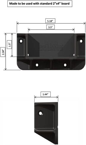FENCE & DECK RITE Privacy Fence or Wall Brackets, fits Standard 2X 4 railings (Actual 1 ½" x 3 ½") Reinforced Black Polypropylene. 48 pcs in Saudi Arabia
