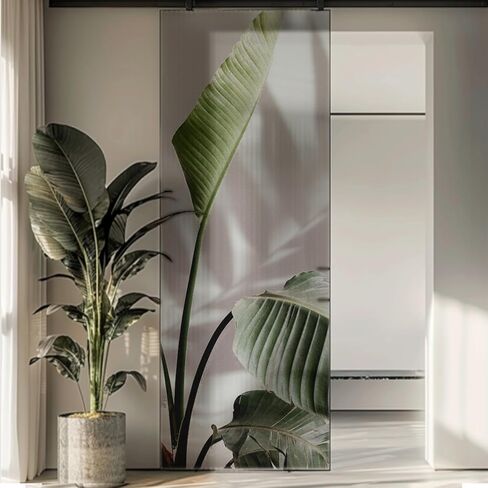 Frosted Glass Window Privacy Film Decorative Botanical Shadow, Double Sided Window Cling Film for Glass Door, Sliding Glass Door Window Covering Bamboo Leaves Shadow 14.96"X98.42"X2PCS in Saudi Arabia