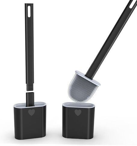 2 Pack Toilet Brush with Ventilated Drying Holder, Flexible Toilet Bowl Brush Bathroom Cleaning Bowl Brush Kit Sturdy Cleaning Toilet Brush, Floor Standing & Wall Mounted without Drilling in Saudi Arabia