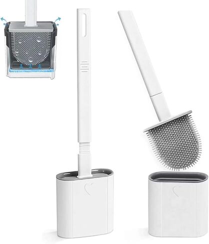 2 Pack Toilet Brush with Ventilated Drying Holder, Flexible Toilet Bowl Brush Bathroom Cleaning Bowl Brush Kit Sturdy Cleaning Toilet Brush, Floor Standing & Wall Mounted without Drilling in Saudi Arabia