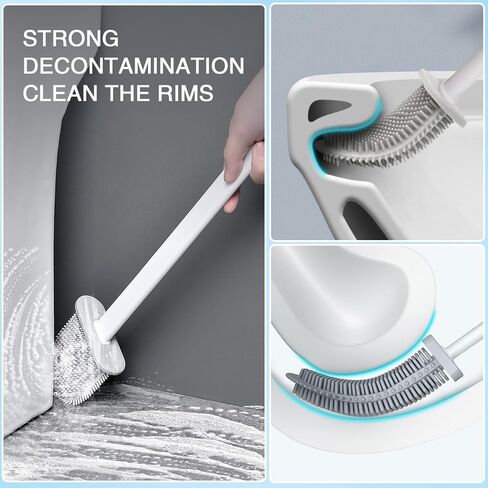 2 Pack Toilet Brush with Ventilated Drying Holder, Flexible Toilet Bowl Brush Bathroom Cleaning Bowl Brush Kit Sturdy Cleaning Toilet Brush, Floor Standing & Wall Mounted without Drilling in Saudi Arabia