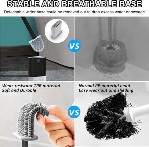 2 Pack Toilet Brush with Ventilated Drying Holder, Flexible Toilet Bowl Brush Bathroom Cleaning Bowl Brush Kit Sturdy Cleaning Toilet Brush, Floor Standing & Wall Mounted without Drilling in Saudi Arabia