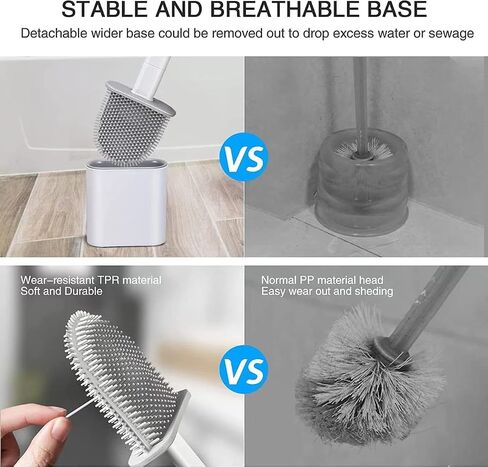 2 Pack Toilet Brush with Ventilated Drying Holder, Flexible Toilet Bowl Brush Bathroom Cleaning Bowl Brush Kit Sturdy Cleaning Toilet Brush, Floor Standing & Wall Mounted without Drilling in Saudi Arabia