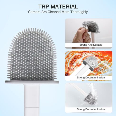 2 Pack Toilet Brush with Ventilated Drying Holder, Flexible Toilet Bowl Brush Bathroom Cleaning Bowl Brush Kit Sturdy Cleaning Toilet Brush, Floor Standing & Wall Mounted without Drilling in Saudi Arabia