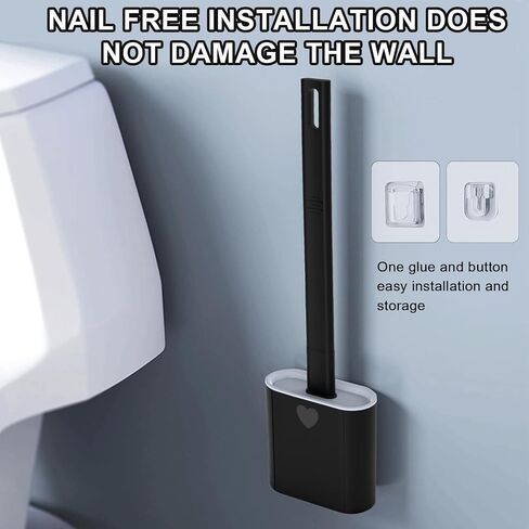 2 Pack Toilet Brush with Ventilated Drying Holder, Flexible Toilet Bowl Brush Bathroom Cleaning Bowl Brush Kit Sturdy Cleaning Toilet Brush, Floor Standing & Wall Mounted without Drilling in Saudi Arabia