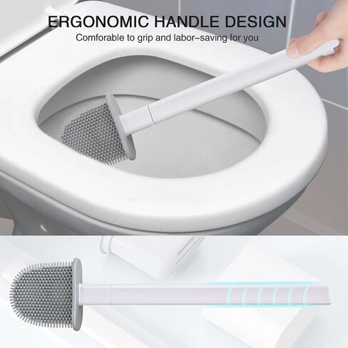 2 Pack Toilet Brush with Ventilated Drying Holder, Flexible Toilet Bowl Brush Bathroom Cleaning Bowl Brush Kit Sturdy Cleaning Toilet Brush, Floor Standing & Wall Mounted without Drilling in Saudi Arabia