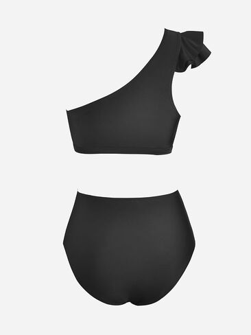 CUPSHE Women's Bikini Sets Two Piece Swimsuit High Waisted Ruffle Cutout One Shoulder Shirred Swimwear in Saudi Arabia