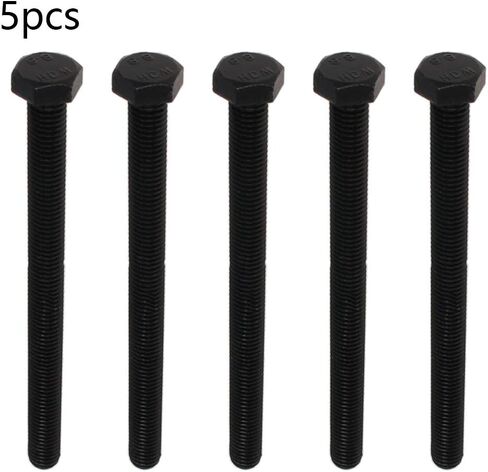 Yinpecly M10 x 130mm Carbon Steel Grade 8.8 External Hex Head Screw Bolts Metric Thread Hexagon Bolts Fastener, 5.38''x0.63''x0.63'' (LxWxH) for Machinery Furniture Hardware Black 5pcs in Saudi Arabia