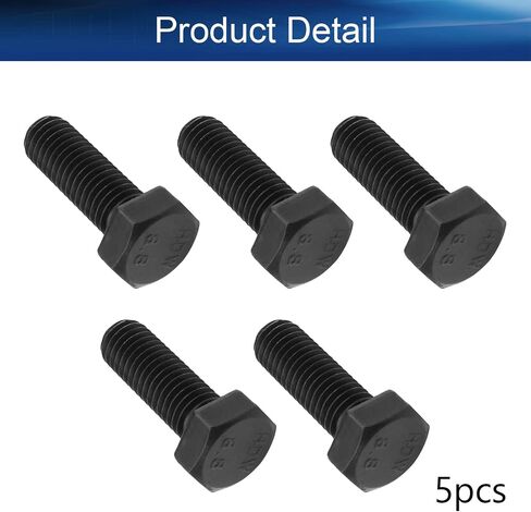 Yinpecly M10 x 130mm Carbon Steel Grade 8.8 External Hex Head Screw Bolts Metric Thread Hexagon Bolts Fastener, 5.38''x0.63''x0.63'' (LxWxH) for Machinery Furniture Hardware Black 5pcs in Saudi Arabia