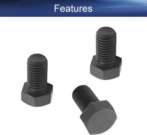 Yinpecly M10 x 130mm Carbon Steel Grade 8.8 External Hex Head Screw Bolts Metric Thread Hexagon Bolts Fastener, 5.38''x0.63''x0.63'' (LxWxH) for Machinery Furniture Hardware Black 5pcs in Saudi Arabia