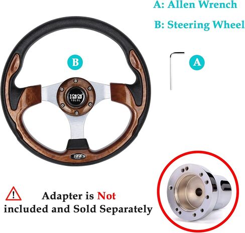 10L0L Universal 12.5 inch Golf Cart Steering Wheel for Yamaha G29 Drive, EZGO TXT RXV, Club Car DS Precedent and others in Kuwait