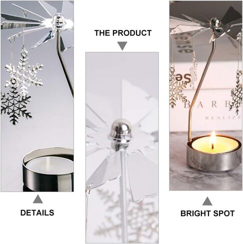 مينكيسي 3 قطع حامل شموع دوارة لعيد الميلاد شمعة دوارة لشجرة عيد الميلاد الرنة ندفة الثلج حامل شموع دوارة لحفلات الزفاف وحفلات أعياد الميلاد وديكورات طاولات الشتاء in Kuwait