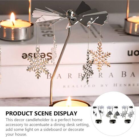 مينكيسي 3 قطع حامل شموع دوارة لعيد الميلاد شمعة دوارة لشجرة عيد الميلاد الرنة ندفة الثلج حامل شموع دوارة لحفلات الزفاف وحفلات أعياد الميلاد وديكورات طاولات الشتاء in Kuwait
