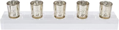 حامل شموع Allume Votive Tealight - حامل شموع مربع الشكل أنيق ومربع للطاولة لحفلات الزفاف، ديكور المنزل، الاحتفالات، الذكرى السنوية، المنزل والمطبخ، 5 قطار جيد in Kuwait
