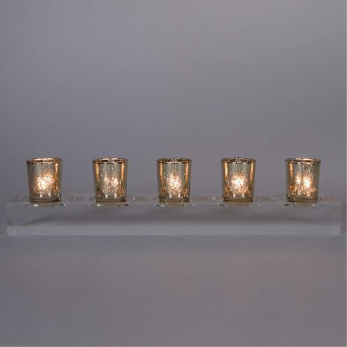 حامل شموع Allume Votive Tealight - حامل شموع مربع الشكل أنيق ومربع للطاولة لحفلات الزفاف، ديكور المنزل، الاحتفالات، الذكرى السنوية، المنزل والمطبخ، 5 قطار جيد in Kuwait