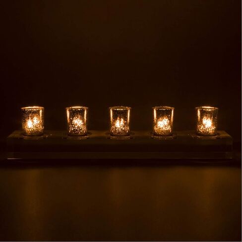 حامل شموع Allume Votive Tealight - حامل شموع مربع الشكل أنيق ومربع للطاولة لحفلات الزفاف، ديكور المنزل، الاحتفالات، الذكرى السنوية، المنزل والمطبخ، 5 قطار جيد in Kuwait