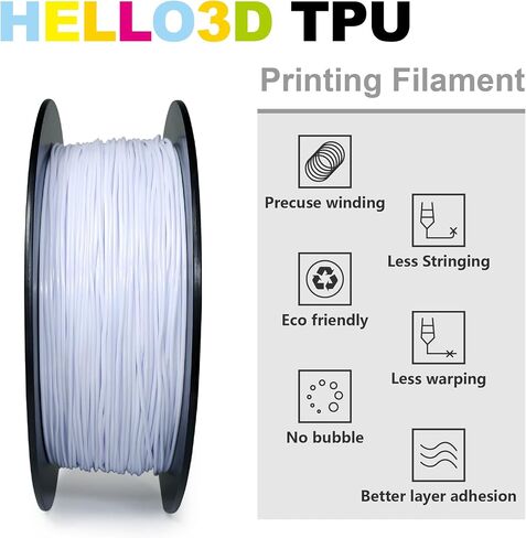 HEllO3D TPU Filament 1.75mm Flexible 3D Printer Filament,95A Soft 3D Printer Filament,TPU Elastomer 3D Filament,Vacuum Packed,Dimensional Accuracy +/- 0.05mm,800g Spool (1.76 lbs)(Transparent Red) in Saudi Arabia