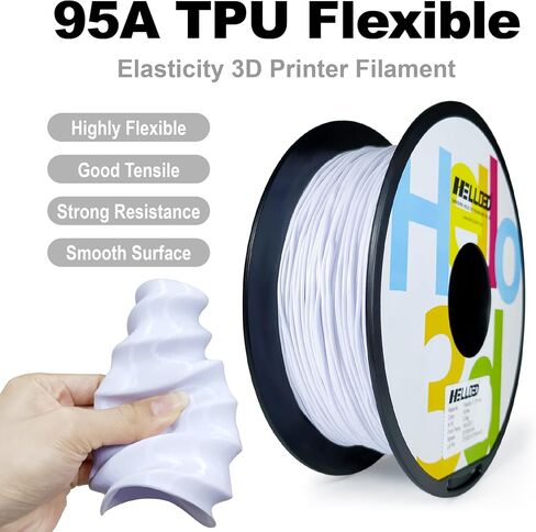 HEllO3D TPU Filament 1.75mm Flexible 3D Printer Filament,95A Soft 3D Printer Filament,TPU Elastomer 3D Filament,Vacuum Packed,Dimensional Accuracy +/- 0.05mm,800g Spool (1.76 lbs)(Transparent Red) in Saudi Arabia