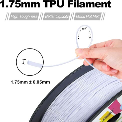 HEllO3D TPU Filament 1.75mm Flexible 3D Printer Filament,95A Soft 3D Printer Filament,TPU Elastomer 3D Filament,Vacuum Packed,Dimensional Accuracy +/- 0.05mm,800g Spool (1.76 lbs)(Transparent Red) in Saudi Arabia