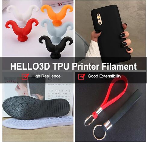 HEllO3D TPU Filament 1.75mm Flexible 3D Printer Filament,95A Soft 3D Printer Filament,TPU Elastomer 3D Filament,Vacuum Packed,Dimensional Accuracy +/- 0.05mm,800g Spool (1.76 lbs)(Transparent Red) in Saudi Arabia