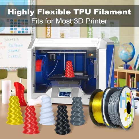 HEllO3D TPU Filament 1.75mm Flexible 3D Printer Filament,95A Soft 3D Printer Filament,TPU Elastomer 3D Filament,Vacuum Packed,Dimensional Accuracy +/- 0.05mm,800g Spool (1.76 lbs)(Transparent Red) in Saudi Arabia